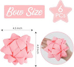 AIMUDI Baby Pink Bows for Gift Wrapping 4.5'' Grosgrain Gift Bows Self Adhesive Bows for Presents Baskets Birthday Party Holiday Baby Shower Decorations - 6 Counts
