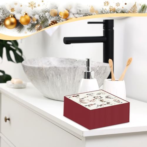 100 Pcs 12 Days of Christmas Napkins 2 Ply Decoupage Winter Holiday Cocktail Paper Napkin 5 x 5 Inch Partridge French Hens Gold Rings Disposable Hand Towel for Christmas Table Party Supplies(Red)