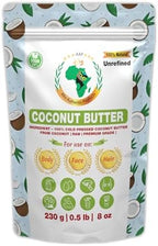 Africanada Foods Authentic Raw Coconut Butter | Butter | For DIY Face, Body, Hands | Unrefined | 100% Pure| Organic from Africa | Resealable Bag | 0.5 LB (230g)