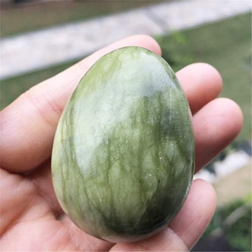 Polished Stone Egg for Easter Day, Palm/Pocket/Worry Enegry Healing Crystal Display Sphere Figurine Fengshui, Green Jade 1.8" x 1.3"