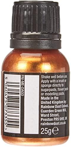 Ready-to-use Metallic Dark Gold 100% Edible Food Paint for Cake and Icing Decoration by Rainbow Dust