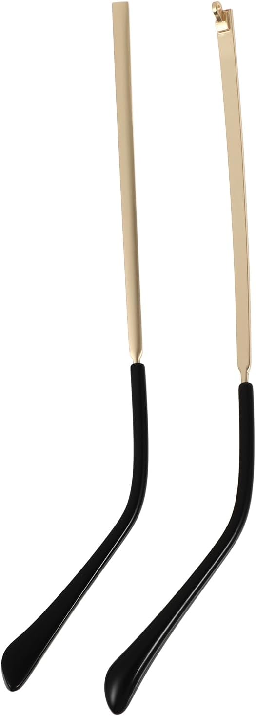 ULTECHNOVO Universal Metal Glasses Replacement Temples, 1 Pair Gold Eyeglass Arms with Plastic Tips, Professional Repair Parts for Sunglasses, Reading Glasses & Frames, Comfortable Fit
