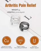 Jecanori Lymphatic Drainage Therapeutic Magnetic Therapy Rings for Women,Adjustable Lymphatic Drainage Copper Magnetic Therapy Rings, Magnetic Lymph Detox Ring Love Heart Gift(2PCS) (Black & Sliver)
