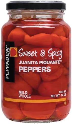 Peppadew® Sweet & Spicy Juanita Piquante Peppers,14 Ounce (400g) Mild, Whole – Gluten Free & Vegan [Pack of 6]