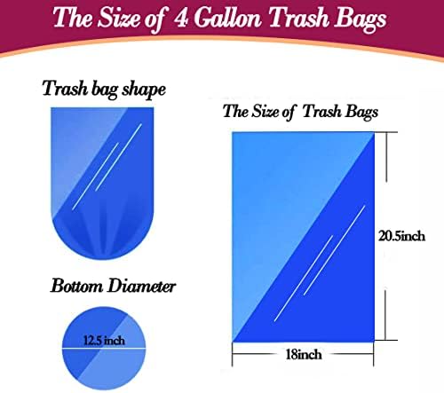 4 Gallon 180pcs Small Clear Trash Bags Strong Clear Garbage Bags, Bathroom Trash Can Bin Liners, Plastic Bags for Office, Waste Basket Liner, Fit 12-15 Liter, 3.5,4,4.5 Gal（Clear 180）