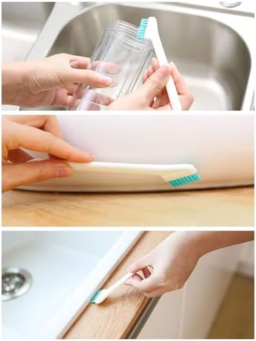 8Pcs Multi-Functional Crevice Cleaning Brush Set - Cup Lid Gap Cleaner, Bottle & Nipple Detail Brush, Long Handle Kitchen Sink & Groove Scrubber for Home Use