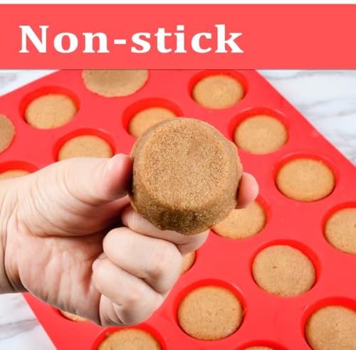 CAKETIME Silicone Muffin Pan Mini 24 Cups Cupcake Pan, Nonstick Food Grade Silicone Mold Baking Pan 1 Pack