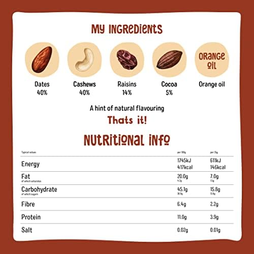 Nakd Bars, Cocoa Orange Raw Fruit and Nuts, Gluten Free, Vegan, 18 Count