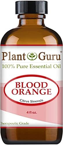 Blood Orange Essential Oil 4 oz. 100% Pure Undiluted Therapeutic Grade Citrus Sinensis, Cold Pressed from Fresh Peels, for Aromatherapy Diffuser, Relaxation and Calming, Natural Cleaner.