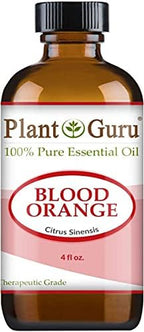Blood Orange Essential Oil 4 oz. 100% Pure Undiluted Therapeutic Grade Citrus Sinensis, Cold Pressed from Fresh Peels, for Aromatherapy Diffuser, Relaxation and Calming, Natural Cleaner.