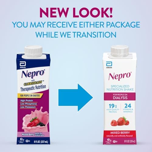 Nepro Nutrition Shake for People on Dialysis, 19g Protein, 420 Calories, Mixed Berry, 8 fl oz, Pack of 24