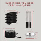 Kusini 2 in 1 Electric Fondue Set & Smores Maker Tabletop Indoor Kit with Removable Trays & 4 Skewers – Smores Station Chocolate Melting Pot - Unique Couple Gift Set Idea, Date & Movie Night Supplies