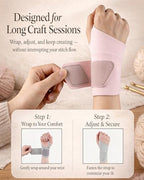 2-Pack Handicraft Wrist Wraps,Adjustable Premium Wrist Brace for Women&Men,Elastic Compression Sleeves Support Strap with Thumb Loop,Working Golf Protector Soft Ace Yoga,Arthritis-Right&left(Pink)