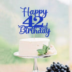 Kaoenla Glitter Happy 42nd Birthday Cake Topper- Hello 42, Cheers to 42 Years!" – 42nd Anniversary & Birthday Party Decorations