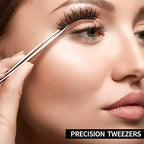 Mudde 3 Pcs Straight Pointed Tip Tweezers Isolating Eyelash Extensions Lash Tweezers for Women Facial Hair Pointed Blackhead Remover Precision Eyebrow Splinter
