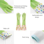 KINGFINGER Rubber Latex Waterproof Dishwashing Gloves for Kitchen,Precision Flocking Household Cleaning Gloves 2 pairs