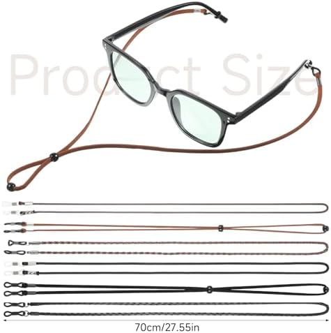 6 Pcs Glasses Chain Eyeglasses Strap Eye Glasses Holders Around Neck Glass Chain for Women PU Leather Adjustable Eyewear String Lanyard Retainer Sunglasses Strap for Men & Women