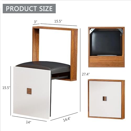 Folding Shower Seat, Wall-Mounted Bathroom Stool - Solid Wood Chair for Hall/Walnut