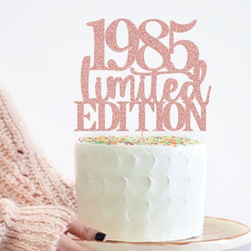 Limited EDITION 1985 cake topper 41th birthday happy birthday cake topper men and women cheer 41 years old handmade rose gold glitter cake decoration (1985)