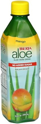 Iberia Aloe Vera Drink with Pulp, No Sugar, Mango, 16.9 Fl Oz (Pack of 8)