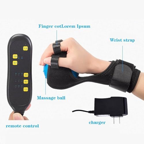 Electric Finger Massager, Hemiplegia Hand Massage Ball, Hot Compress Stroke Hemiplegia Finger Recovery Equipment, Finger Gripper Strength Trainer, for Dystonia and Stroke Patients