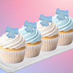 Edible Sugar Bows for Cakes & Cupcakes Elegant Dessert Decorations for Birthdays, Baby Showers & Weddings (Blue)