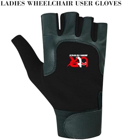 Women Ladies Wheelchair User Gloves Mobility Disability Fingerless Long Thumb Leather Palm Wheelchair Gloves