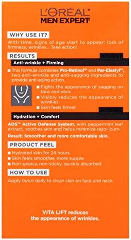 L'Oreal Paris Men Expert Vitalift Anti-Wrinkle & Firming Face Moisturizer with Pro-Retinol, 1.6 oz