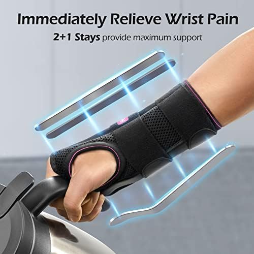 FREETOO Wrist Brace for Carpal Tunnel Relief Night Support, Maximum Support Hand Brace with 3 Stays for Women Men, Wrist Support Splint for Right Hands for Tendonitis,Arthritis,Sprains (Right, S/M)