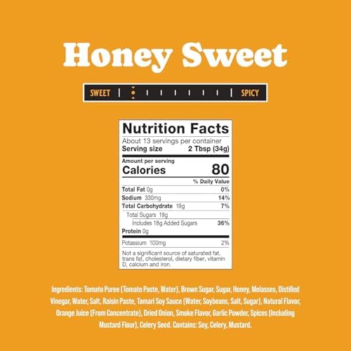Rufus Teague Honey Sweet BBQ Sauce, 1 Pack, Premium Barbecue Sauces with Natural Ingredients, Award-Winning Bold Flavor, Gluten-Free, Non-GMO, 15.25 oz