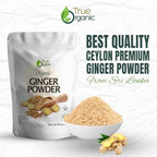 True Organic Ceylon Ginger Powder, 1 Pound Bulk Bag, Certified USDA Organic & Kosher, Non-GMO, Organic Ginger Powder Pure Ceylon Quality,Great for Baking, Cooking & Tea.
