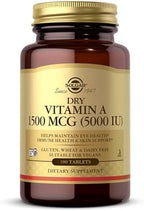 Solgar Dry Vitamin A 1500 mcg (5000 IU), 100 Tablets - Supports Healthy Eyes, Skin & Immune System - Non-GMO, Vegan, Gluten Free, Dairy Free, Kosher - 100 Servings