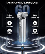 Electric Razor for Men，10,000RPM High-Speed Motor, IPX8 Waterproof, USB Fast Charging, Quick Charge & Travel Lock,Upgraded Soul Gray