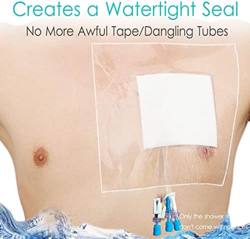 Waterproof Shower Cover Shields Dialysis Port Picc Line Chest Catheter PD Peritoneal Dialysis Chemo Non-Stick Center Pad for Feeding Tube Peg G-Tube Patient Bandage Protector, 10"x10"(Pack of 25)