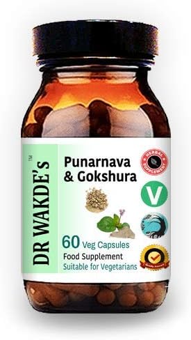DR WAKDE's Punarnava & Gokshura Capsules (60 Veg Caps, Promotes Healthy Urinary Flush, Ayurvedic Supplement, Vegan, Herbal, All Natural, Made in UK)