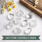 Super Large Polished Clear Quartz Healing Crystal Stones - 2 Pcs of 1.2" Worry Stone for Anxiety, Pocket Palm Gemstones Handpicked Natural Tumbled Rocks for Meditation, Reiki, Chakra, Home Decor