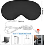2 Pieces Silk Heated Eye Mask for Dry Eyes USB Steam Warm Compress for Puffy Eyes Adjustable Temp Sleep Eye Mask for Dry Eye, Chalazion, Blepharitis, Stye (Black, Pink)