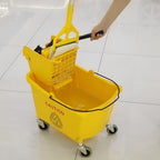 Midoneat Commercial Mop Bucket with Side Press Wringer on Wheels, Including One Commercial Mop, 35 Quart, Yellow