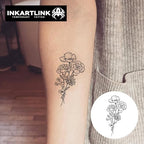 INKARTLINK Women's Semi-Permanent Floral Temporary Tattoos - Adult Art Design, Cruelty-Free, Waterproof, Non-Reflective (A Bouquet Of Flowers)