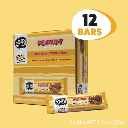 YuBi Bars - Peanut Protein Bars - 100 Calories, 10g of Protein, 0g of Sugar, Low Carb, Palm Oil Free/Non-GMO, Gluten Free, Dairy Free, Healthy Snack, Non-GMO - 14.8oz (12 Pack, Peanut)