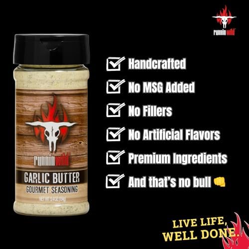 Garlic Butter Seasoning for Steak, Chicken, Seafood & Pasta | Rich Buttery Garlic Flavor Boost that Transforms Any Meal | No MSG added, No Artificial Flavors | Runnin’ Wild Foods, 5.4 oz