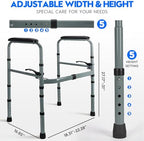 Toilet Safety Rail for Seniors – Adjustable & Foldable Toilet Safety Frame with Padded Handles, Stand Alone Bathroom Safety Rail & Toilet Support for Elderly, Fits Most Toilets, 350 lb Capacity