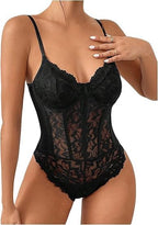 Lilosy Sexy Corset Top Floral Lace Mesh Sheer Lingerie Underwire Bodysuit Bustier Cami Outfits
