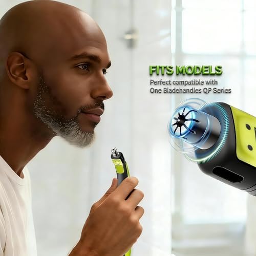 2 Pack Nose Hair Trimmer Replacement Head Compatible with One Bladehandles QP Series, Beard Trimmer for Men Replacement Heads with Case, 360° Rotary Cutter, Waterproof.