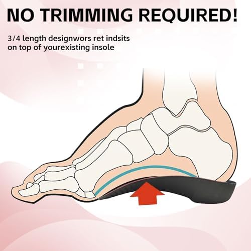 3/4 Arch Support Insoles, Suitable for Plantar Fasciitis and Flat Feet, Relieve Pain and Correct Overpronation, Orthopedic Insoles for Women Men(Men 3.5-5.5/Women 5.5-7.5)