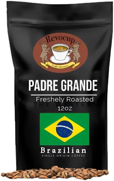 Revocup Brazil Padre Grande Coffee Whole Bean – 100% Bourbon Arabica, Sweet & Balanced Medium Roast with Cocoa, Floral & Fruit Notes - Specialty Grade, Fresh Roasted – 12oz Bag, 20+ Cups