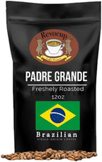 Revocup Brazil Padre Grande Coffee Whole Bean – 100% Bourbon Arabica, Sweet & Balanced Medium Roast with Cocoa, Floral & Fruit Notes - Specialty Grade, Fresh Roasted – 12oz Bag, 20+ Cups