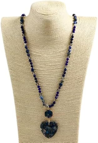 Yomisa Boho Necklaces for Women Men Long,33/34/35 Inch Natural Turquoise Tiger Eye Beaded Stone Pendant Necklaces for Women Trendy,Handmade Bohemian Western Bead Necklace Fashion Charm Jewelry Gift