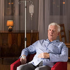 IV Pole with Wheels Medical Portable IV Stand Pole, IV Bag Stand with Removable IV Bag Holder, 47" to 85" Adjustable Height Pole, with 2 Hook & 4 Caster Steel Base