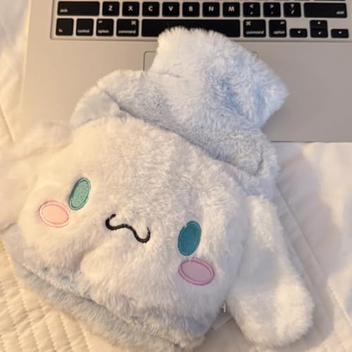 Cute Plush Hot Water Bag, Cartoon Hot Water Bottle with Cute Fleece Cover, Kawaii Design Hand Feet Warmer for Pain Relief, Cramps, Cozy Nights Gifts for Girls Boys Cold Winter (Sky)